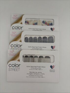 Color Street Multicolor Confetti & Silver Glitter Nail Strips Bundle